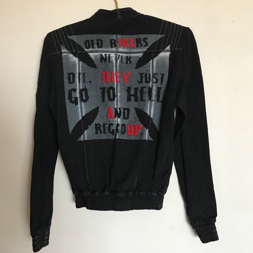 boutique denim moto jacket - Picture 5 of 7